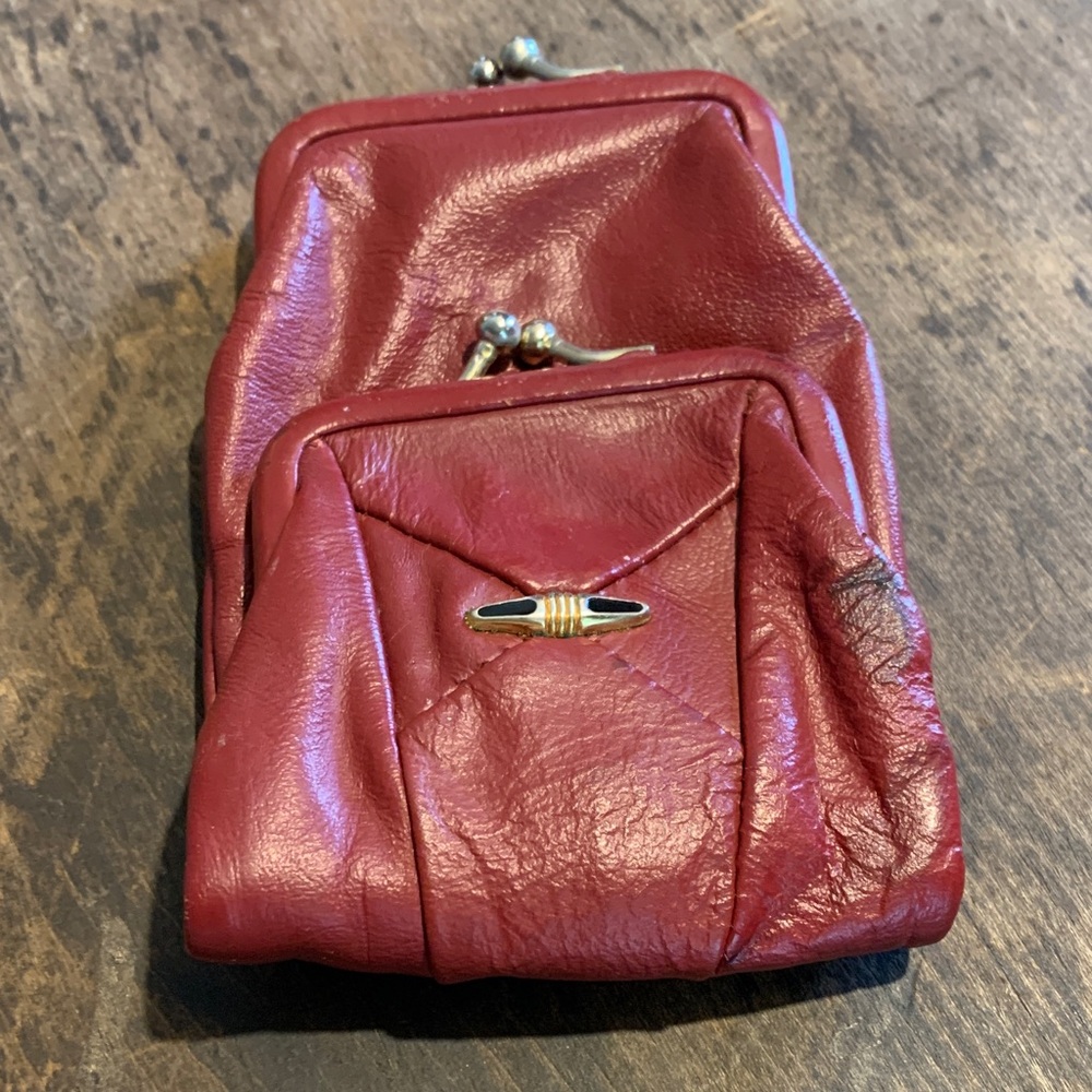 Vintage Burgundy Leather Women's Coin Purse / Cigarette Case by Roger Gimbel